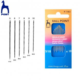 Agujas de punta de bola/ballpoint needles (en cartera) - PONY